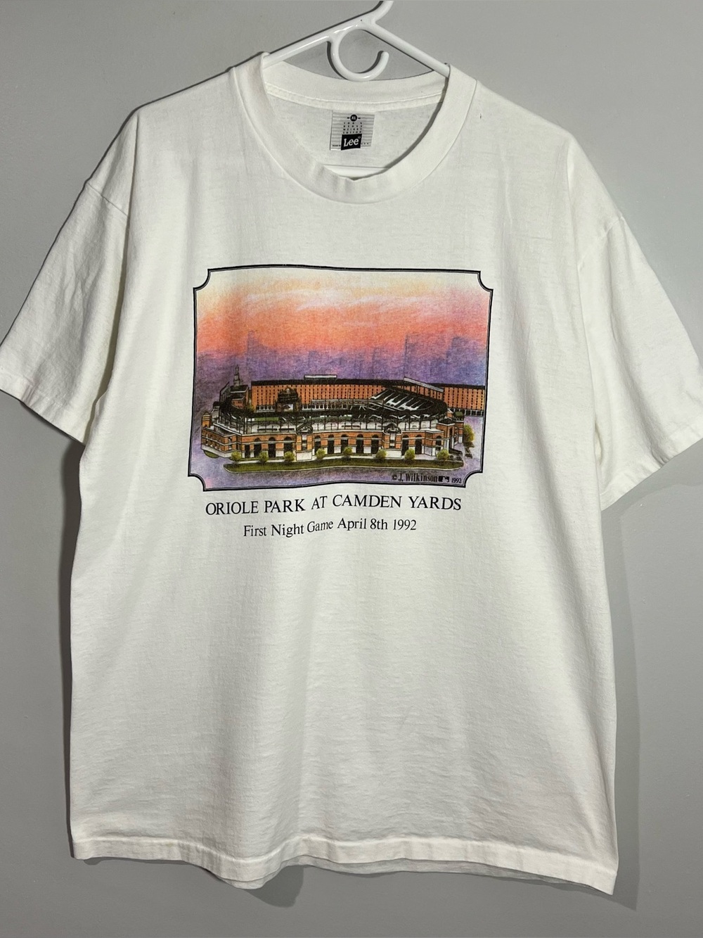 Vintage 1992 Baltimore Orioles Camden Yards White Single Stitch T-Shirt Mens XL